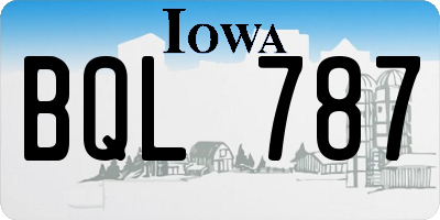 IA license plate BQL787