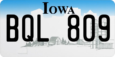 IA license plate BQL809