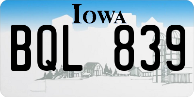 IA license plate BQL839