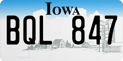 IA license plate BQL847