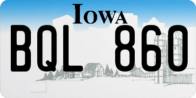 IA license plate BQL860