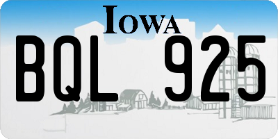 IA license plate BQL925