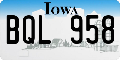 IA license plate BQL958