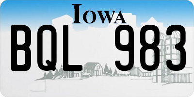IA license plate BQL983