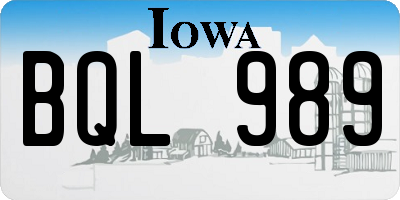 IA license plate BQL989