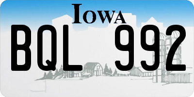 IA license plate BQL992