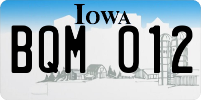 IA license plate BQM012