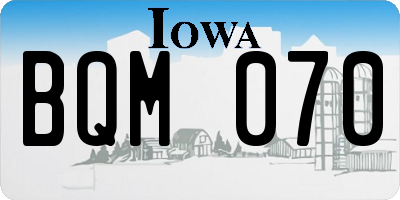 IA license plate BQM070