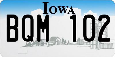 IA license plate BQM102