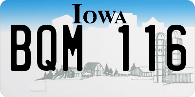 IA license plate BQM116