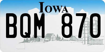 IA license plate BQM870