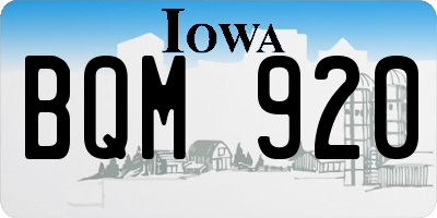 IA license plate BQM920