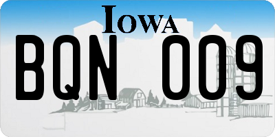 IA license plate BQN009