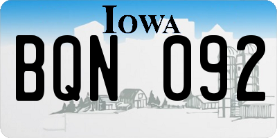 IA license plate BQN092