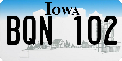 IA license plate BQN102
