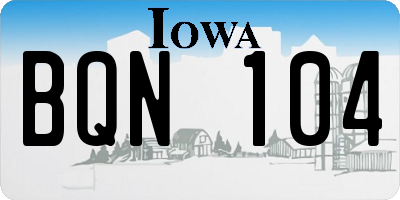 IA license plate BQN104