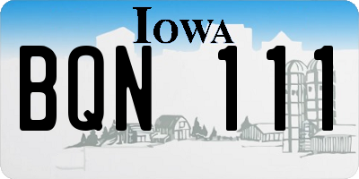 IA license plate BQN111