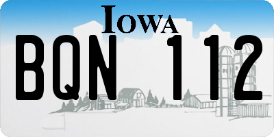 IA license plate BQN112