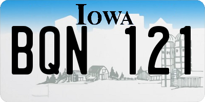 IA license plate BQN121