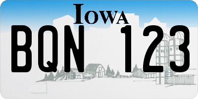 IA license plate BQN123