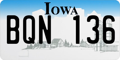 IA license plate BQN136