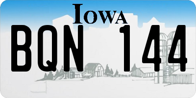IA license plate BQN144