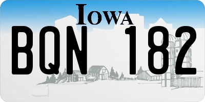 IA license plate BQN182