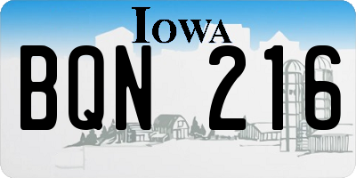 IA license plate BQN216