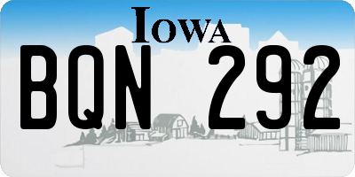 IA license plate BQN292