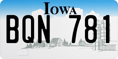 IA license plate BQN781