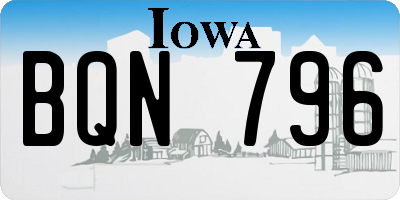 IA license plate BQN796