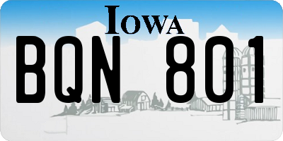IA license plate BQN801