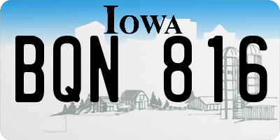 IA license plate BQN816