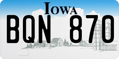 IA license plate BQN870