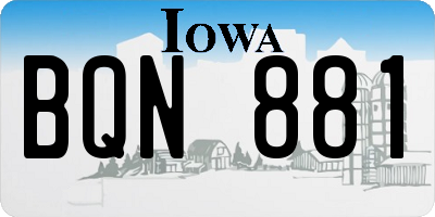 IA license plate BQN881