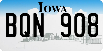 IA license plate BQN908