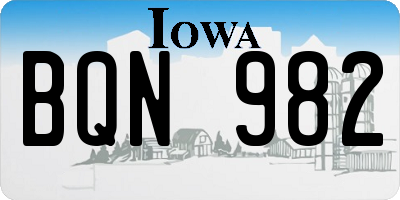 IA license plate BQN982