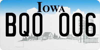 IA license plate BQO006