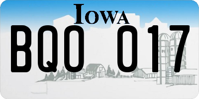 IA license plate BQO017