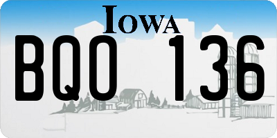 IA license plate BQO136