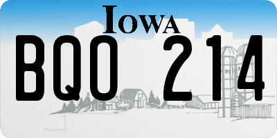 IA license plate BQO214