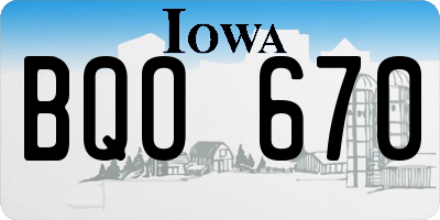 IA license plate BQO670