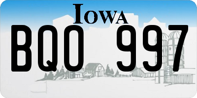 IA license plate BQO997
