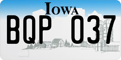 IA license plate BQP037