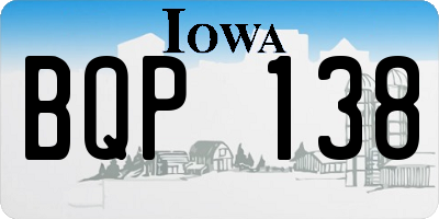 IA license plate BQP138