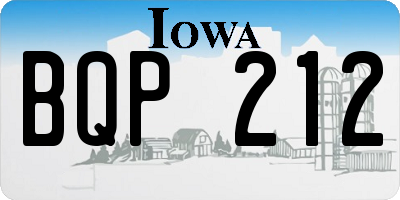 IA license plate BQP212