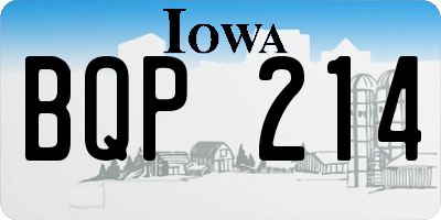 IA license plate BQP214