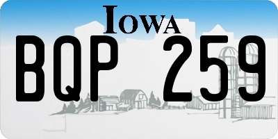 IA license plate BQP259