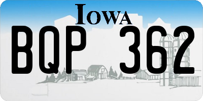 IA license plate BQP362