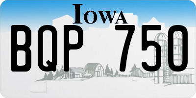 IA license plate BQP750